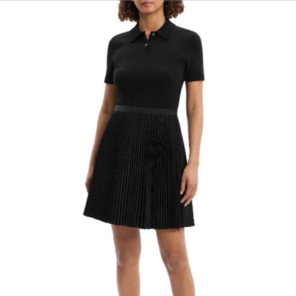 THEORY  Combo Polo Minidress Knit Top‎ Pleated Skirt size 8  $525